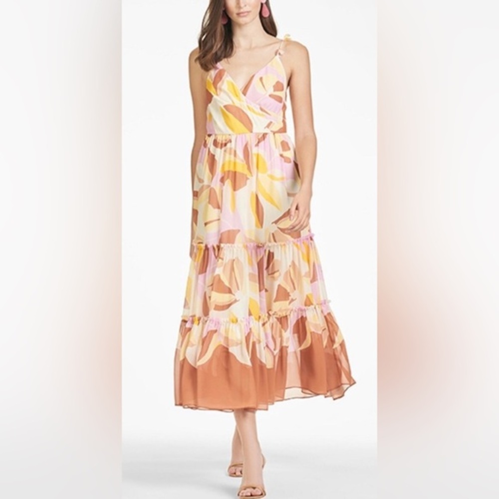 NWT Sachin and Babi Dalia‎ 3D Floral Strap Midi Dress in Pink - 4